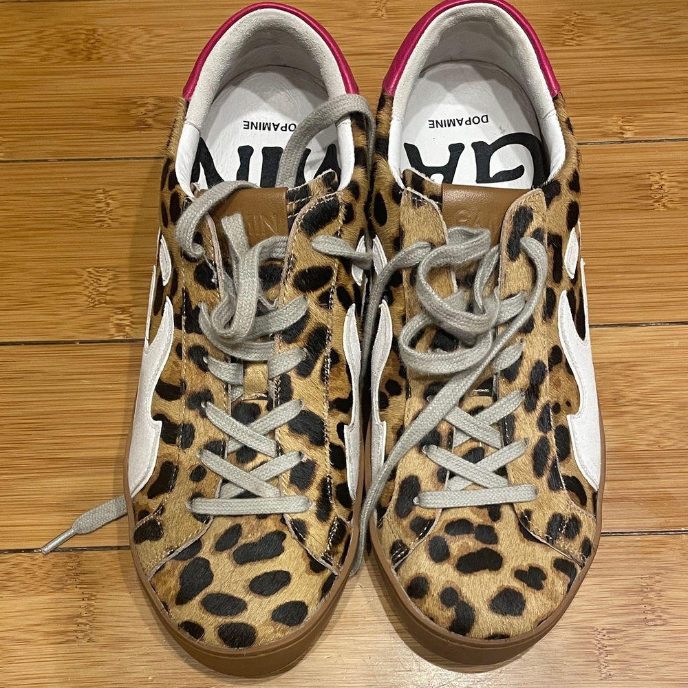 Leopard Print Women's Sneakers with White and Pink Accents
